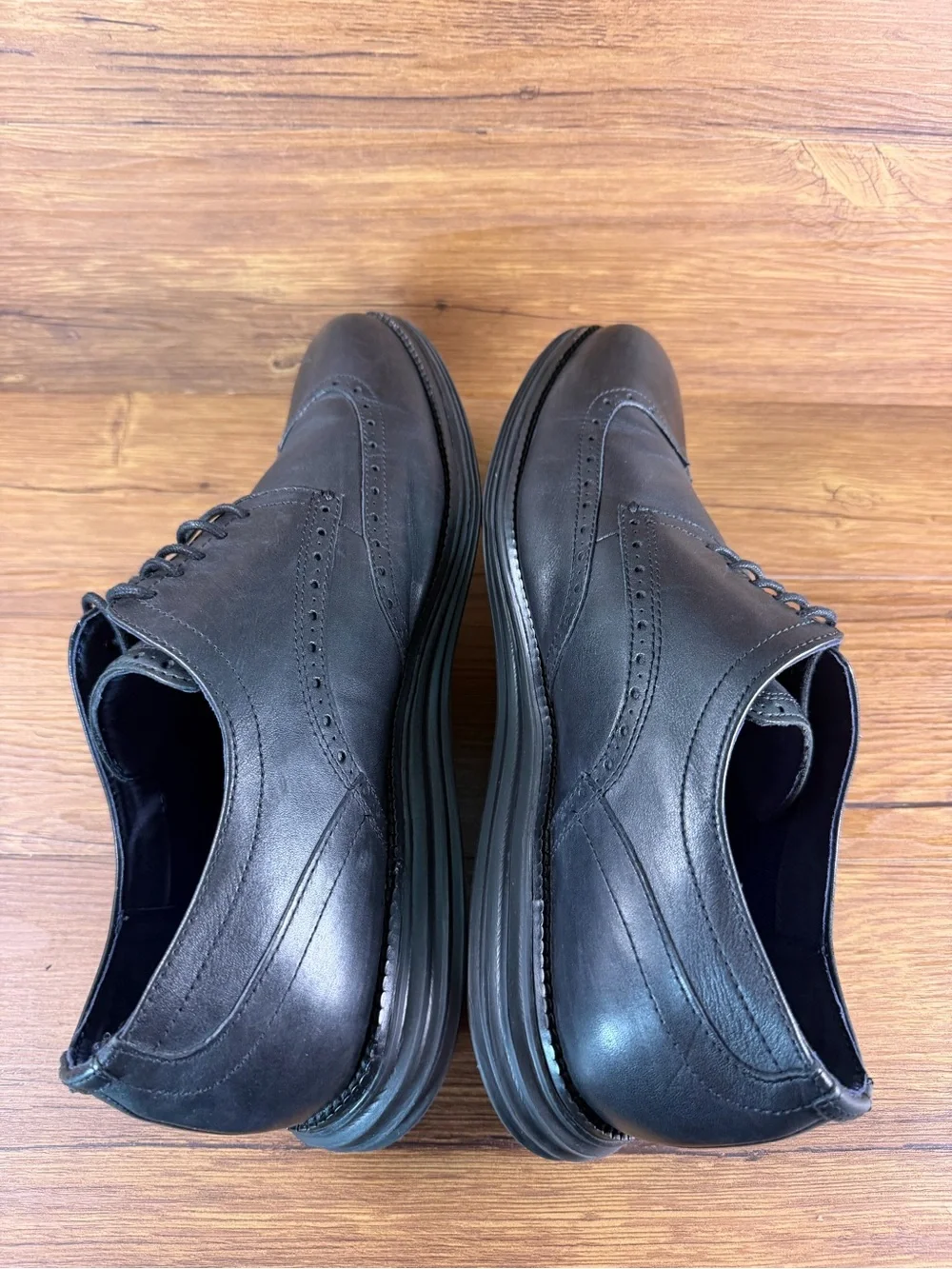 Mens Cole Haan Original Grand Black Leather Wingtips Shoes Men’s Size 15 WIDE